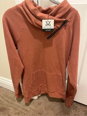 Michelle Mae Rust Cowl Neck Pullover with Zipper Detail